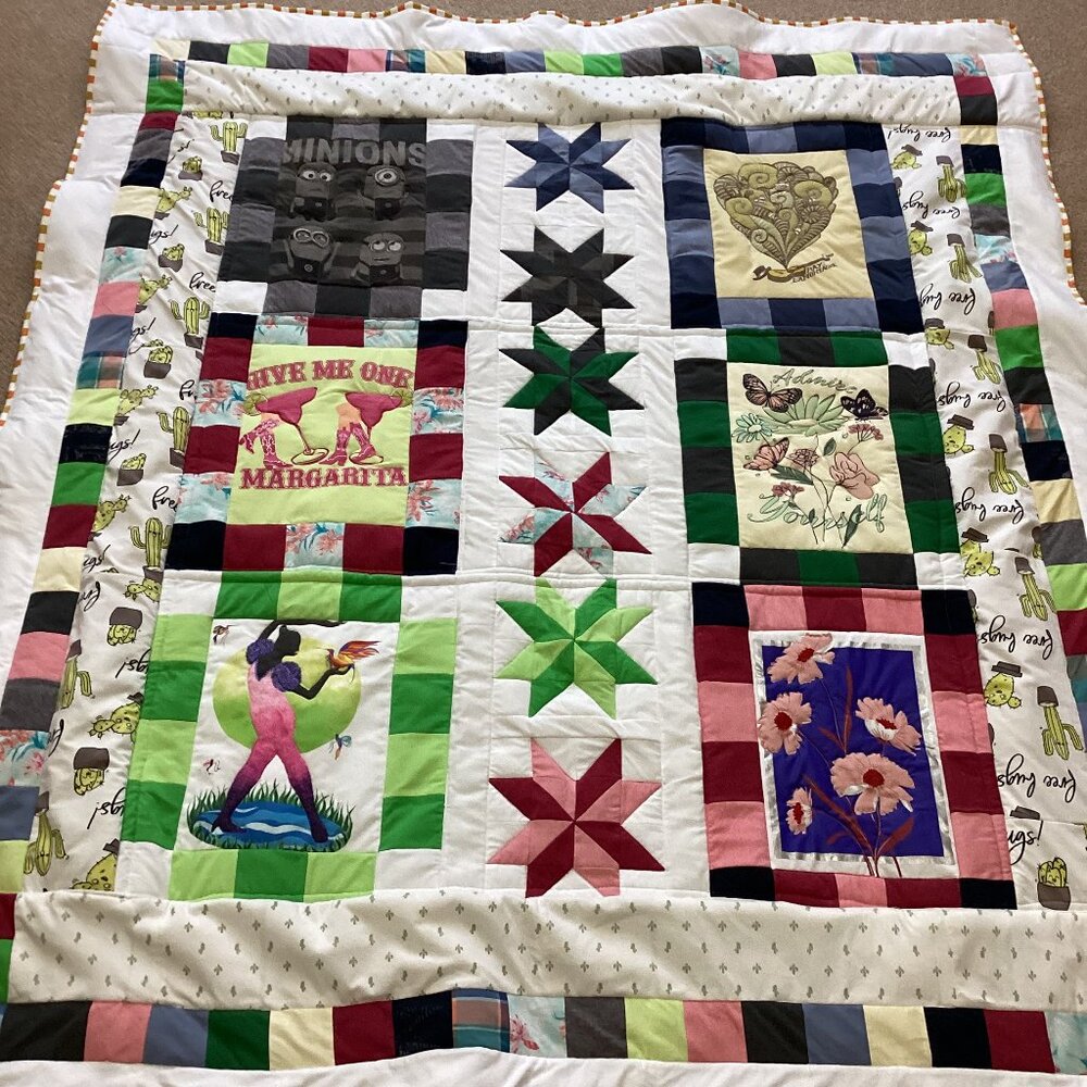 New Handmade T-Shirt Quilt Throw Thick Blanket Warm Winter Bedding